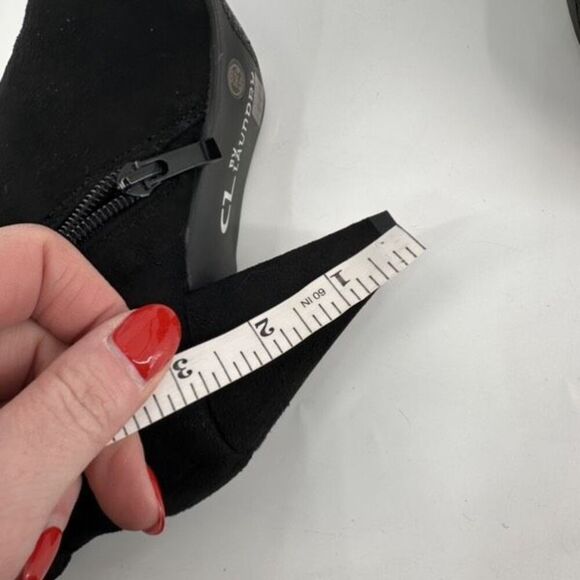 NIB CL by Chinese Laundry Nanda Womens Suede Heeled Slouchy Ankle Boots Black 6 - Picture 7 of 9